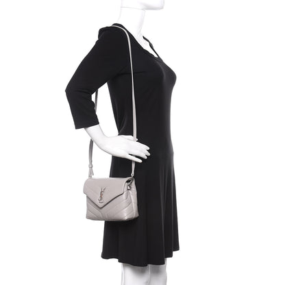 Saint Laurent Calfskin Y Quilted Monogram Toy Loulou Satchel Granite 2 of 11