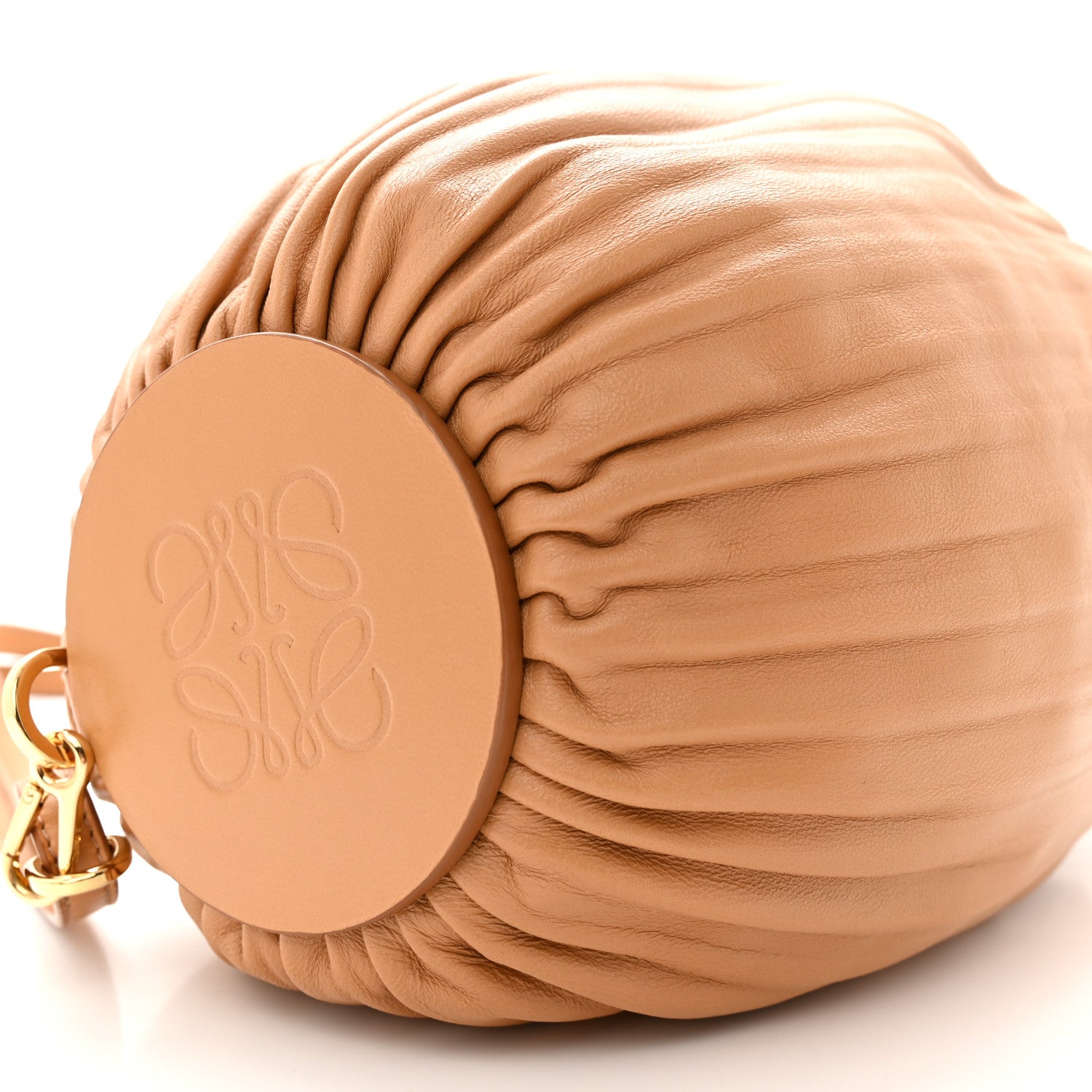 Loewe Lambskin Pleated Bracelet Pouch Shoulder Bag Warm Desert 8 of 10