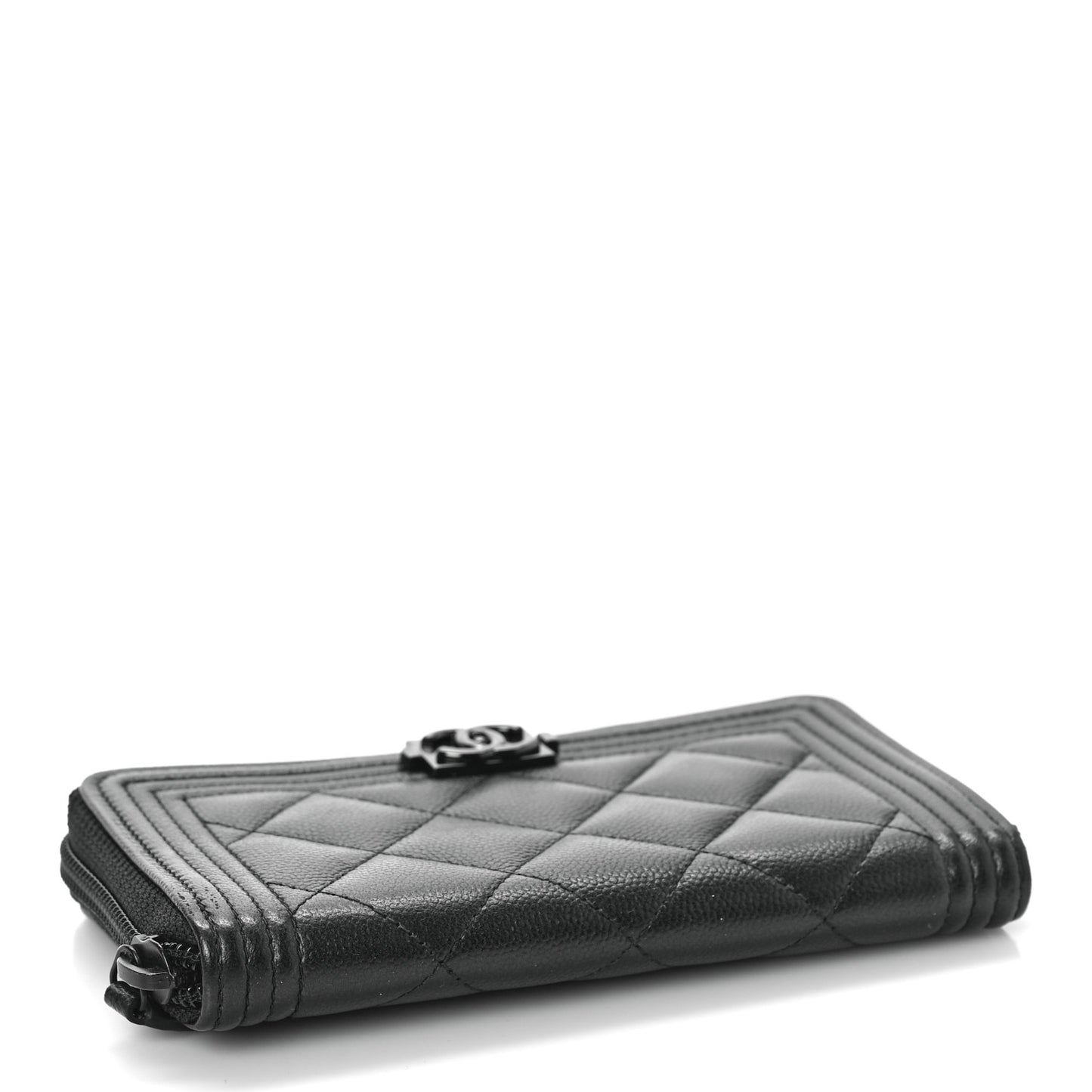 Caviar Quilted Small Boy Zip Around Wallet So Black