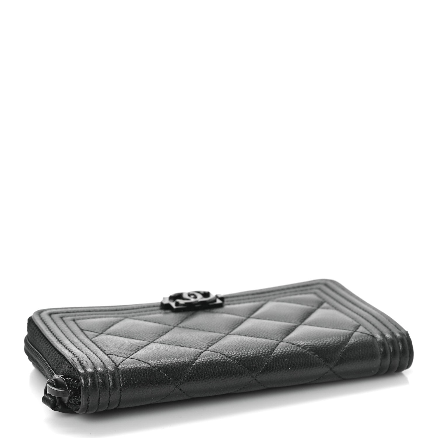 Chanel Caviar Quilted Small Boy Zip Around Wallet So Black 4 of 10