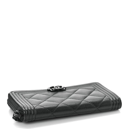 Chanel Caviar Quilted Small Boy Zip Around Wallet So Black 4 of 10