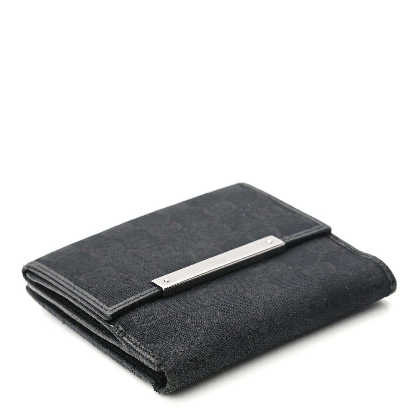 Monogram Metal Bar French Flap Wallet Black