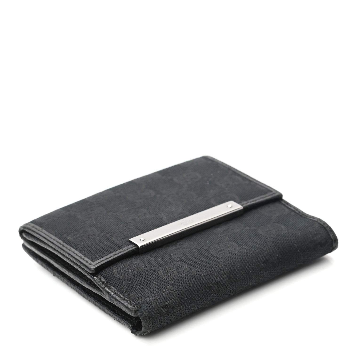 Gucci Monogram Metal Bar French Flap Wallet Black 4 of 7