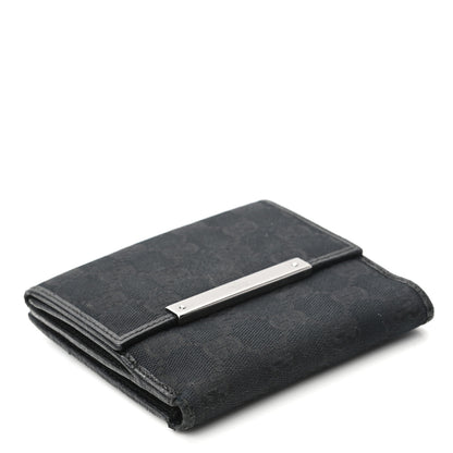 Gucci Monogram Metal Bar French Flap Wallet Black 4 of 7