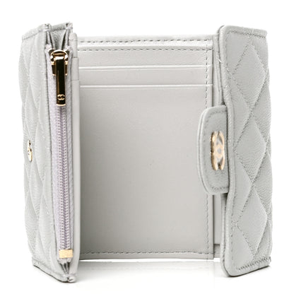 Chanel Caviar Quilted Compact Flap Wallet Grey 4 of 5