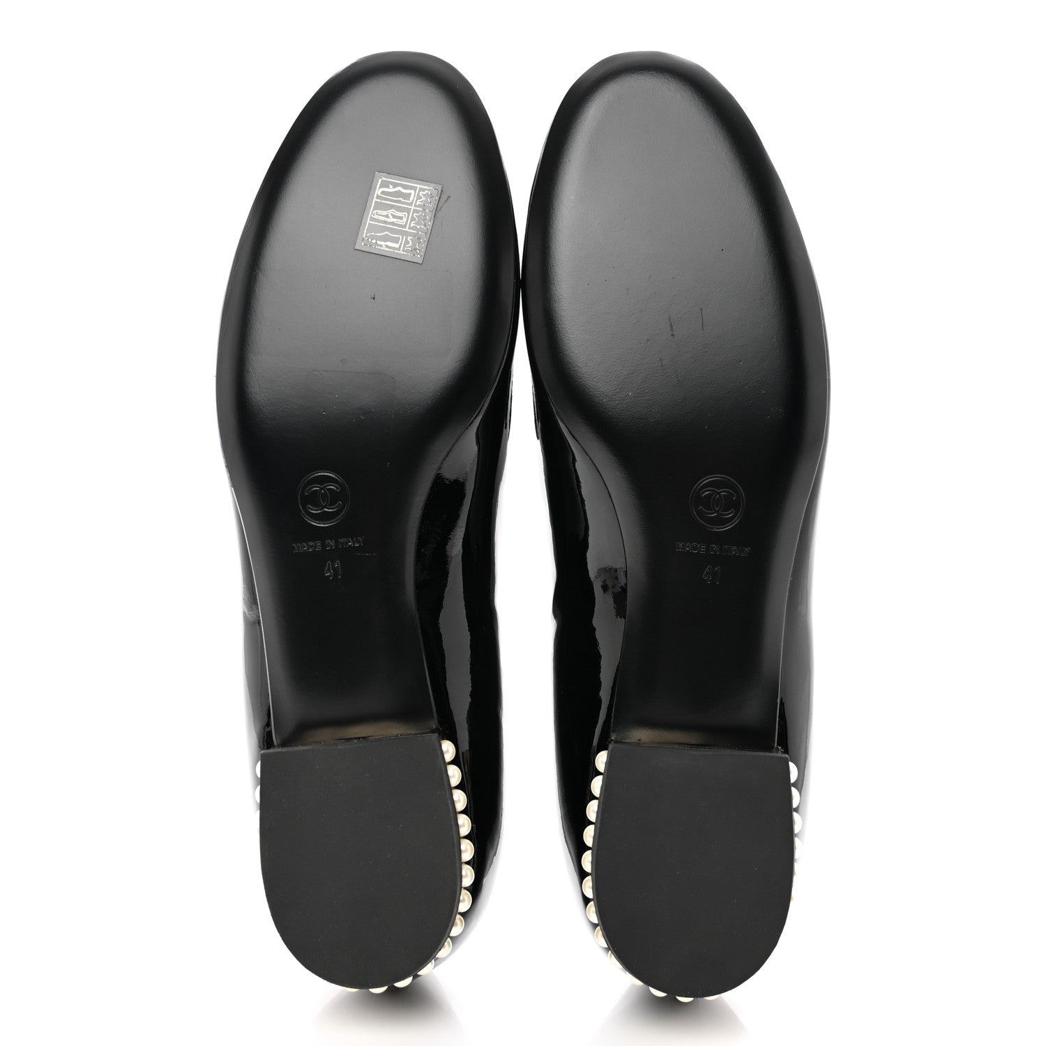 Chanel Patent Calfskin Pearl CC Loafers 41 Black 5 of 9