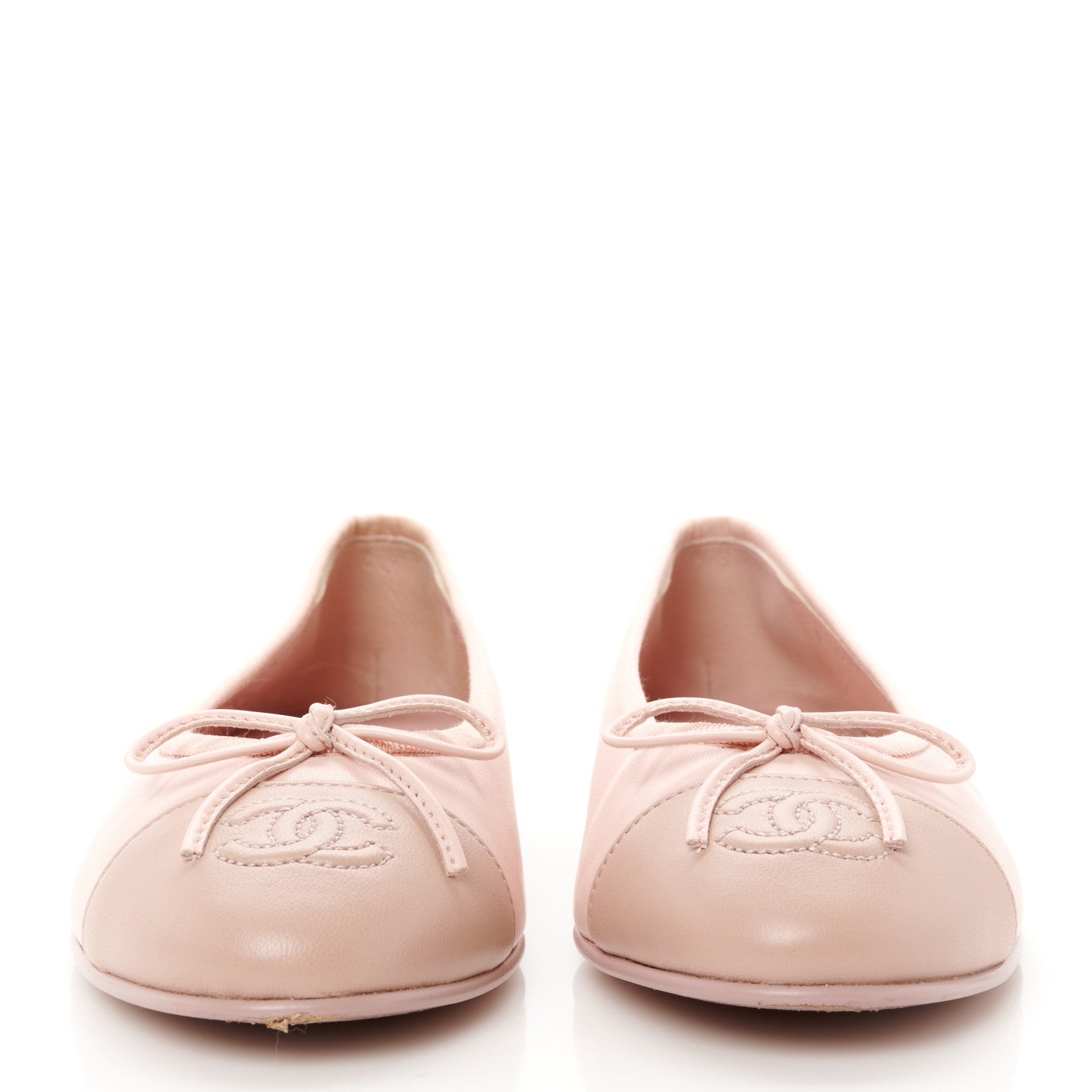 Chanel Lambskin Cap Toe CC Ballerina Flats 36.5 Light Pink Dark Pink 2 of 9