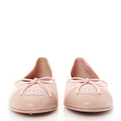 Chanel Lambskin Cap Toe CC Ballerina Flats 36.5 Light Pink Dark Pink 2 of 9