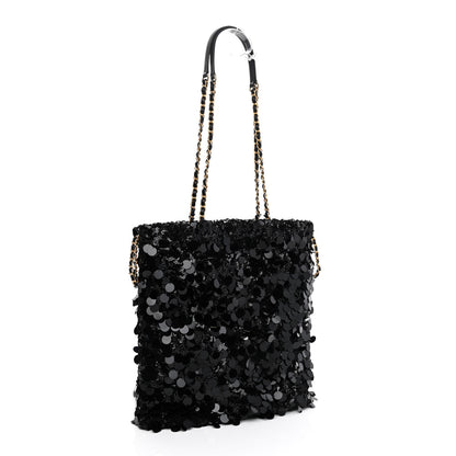 Chanel Sequin Shopping Tote Black 3 of 12