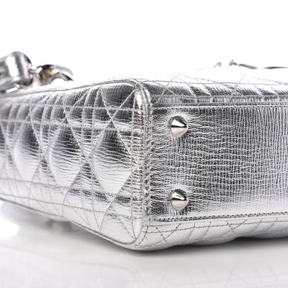 Christian Dior Metallic Grained Calfskin Cannage Small Lucky Badges My Lady Dior Silver 9 of 12