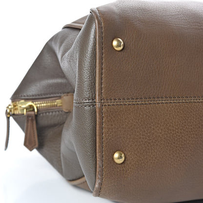 Fendi Capra Vitello Saddle Colorblock Large Chameleon Tote Grigio Pietra Fango 9 of 21