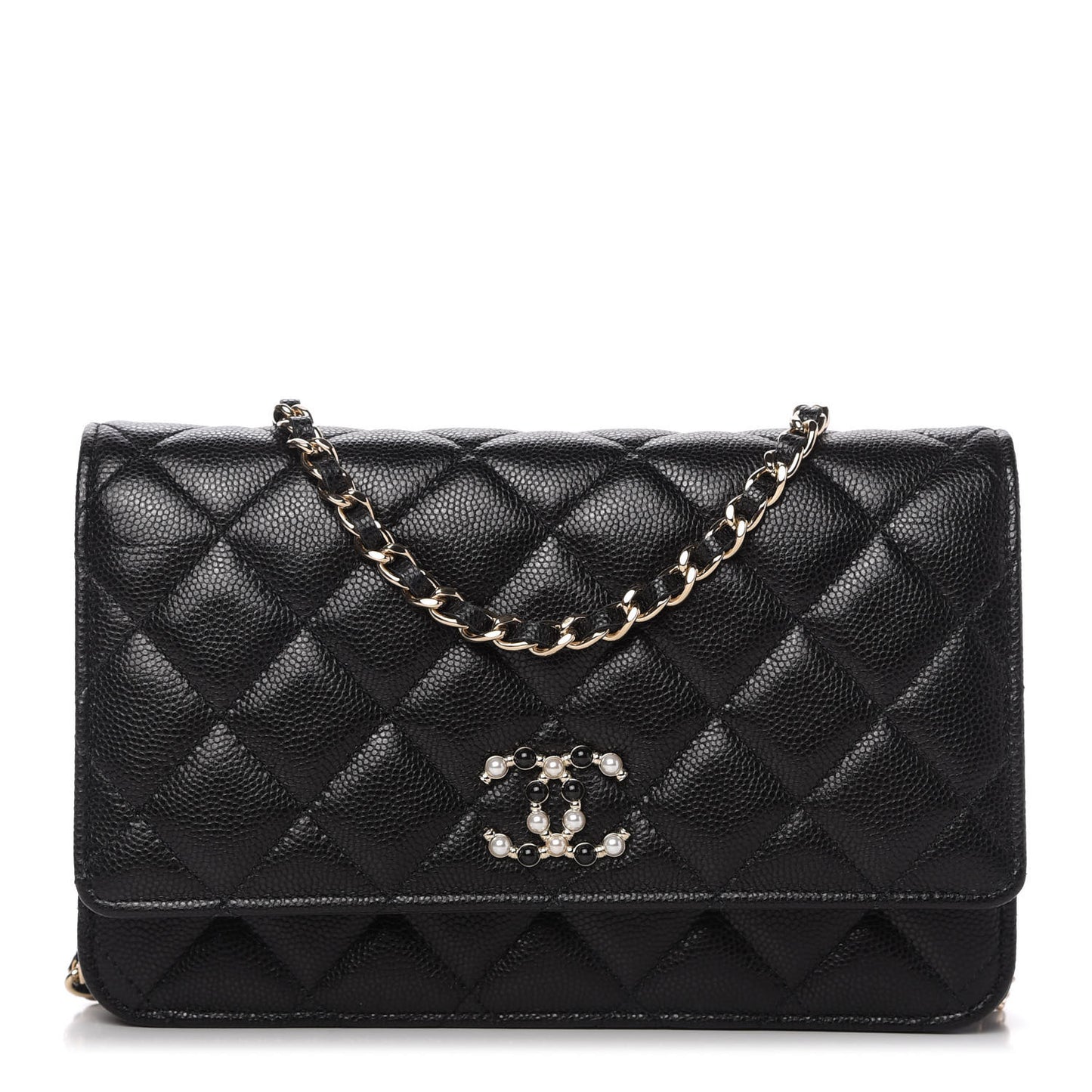 Caviar Quilted Coco Candy Wallet On Chain WOC Black