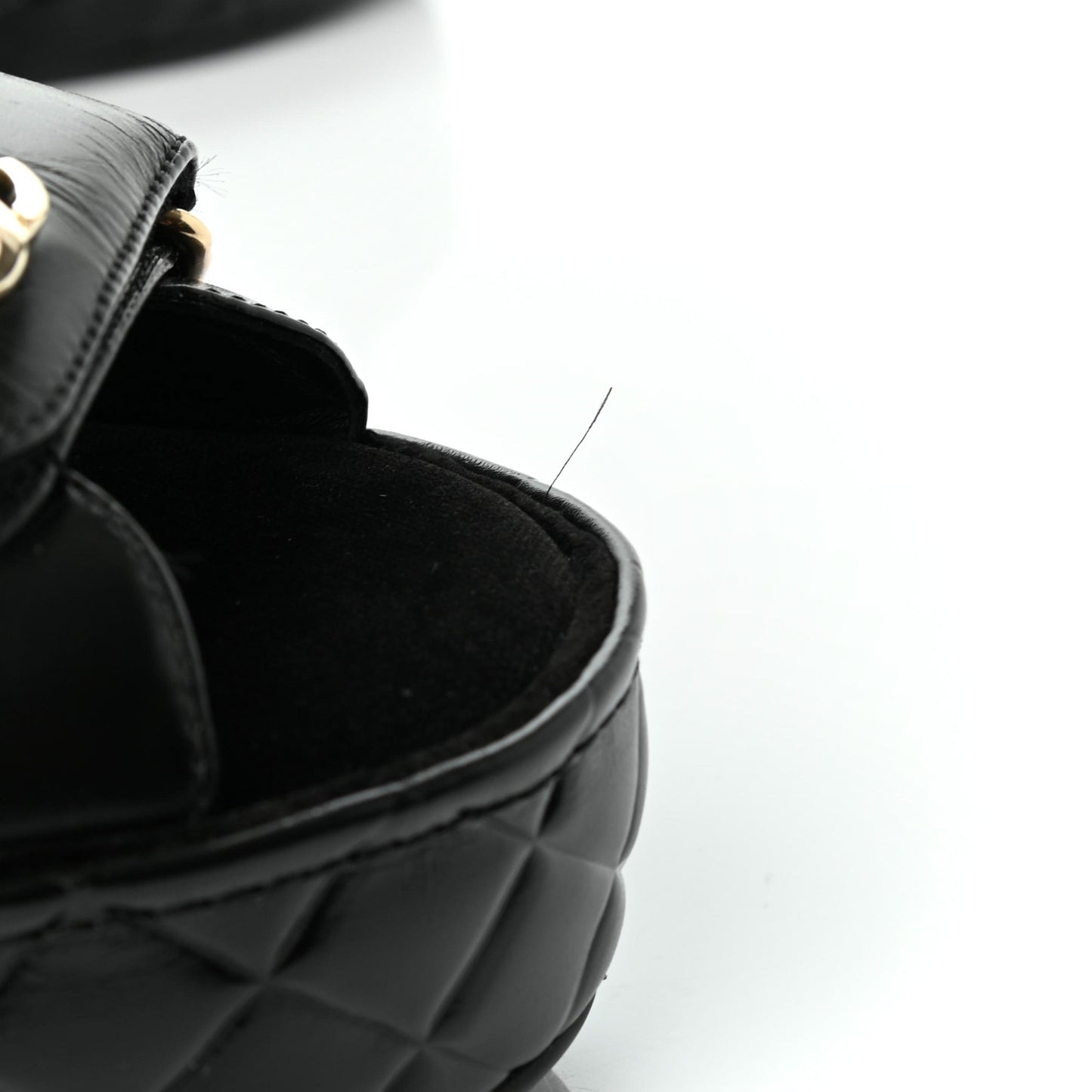 Shiny Calfskin Logo Platform Sandals 38 Black