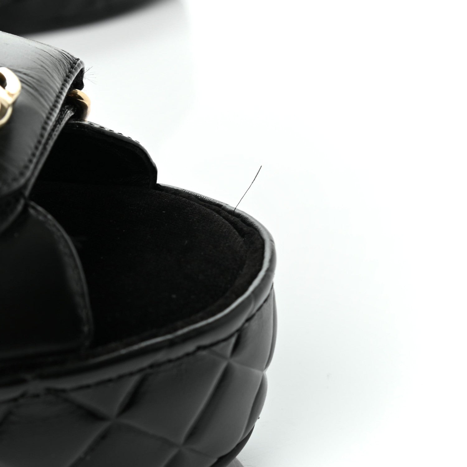 Chanel Shiny Calfskin Logo Platform Sandals 38 Black 9 of 10