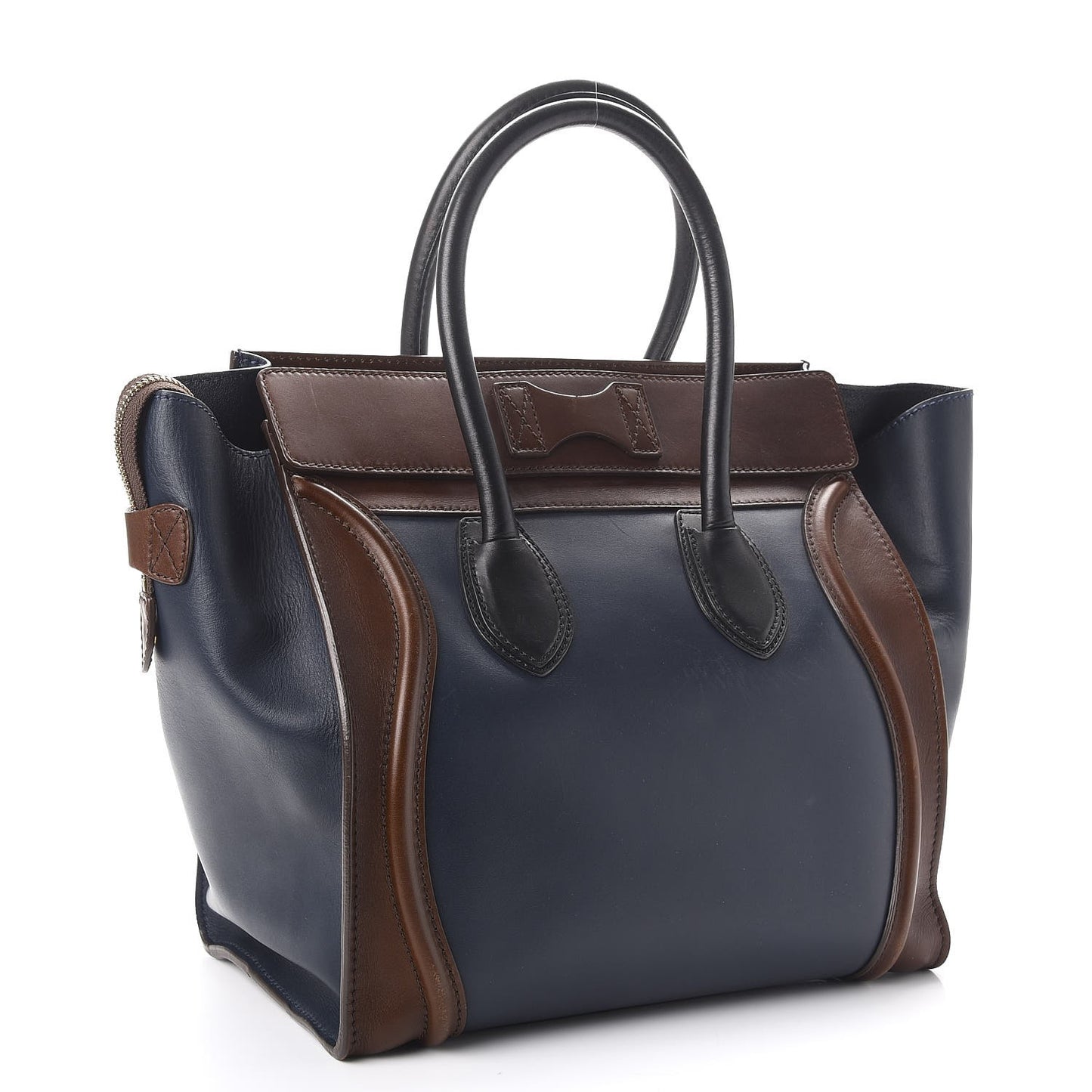 Smooth Calfskin Mini Tri-Color Luggage Navy Blue
