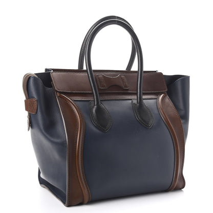 Celine Smooth Calfskin Mini Tri-Color Luggage Navy Blue 3 of 10