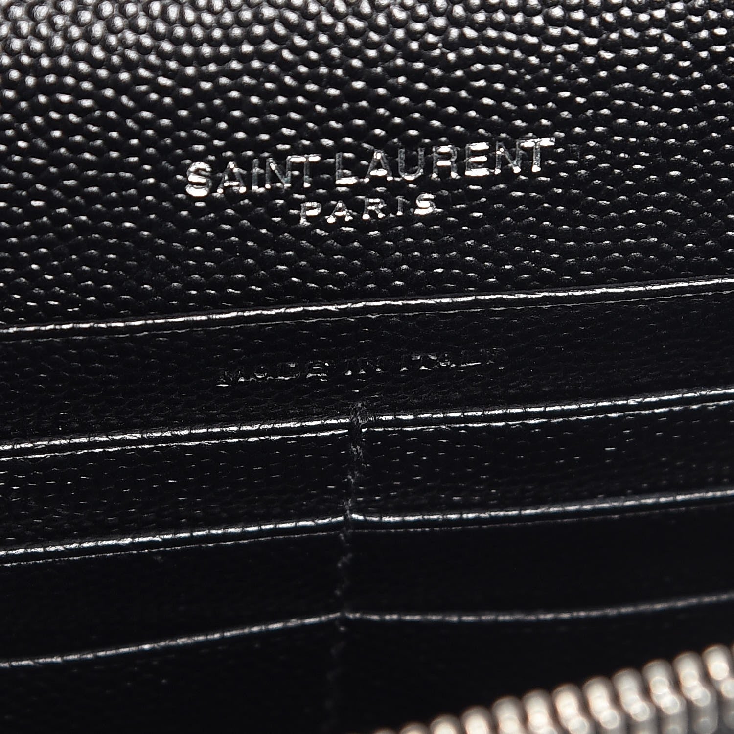 Saint Laurent Grain De Poudre Matelasse Chevron Monogram Envelope Chain Wallet Black 7 of 8