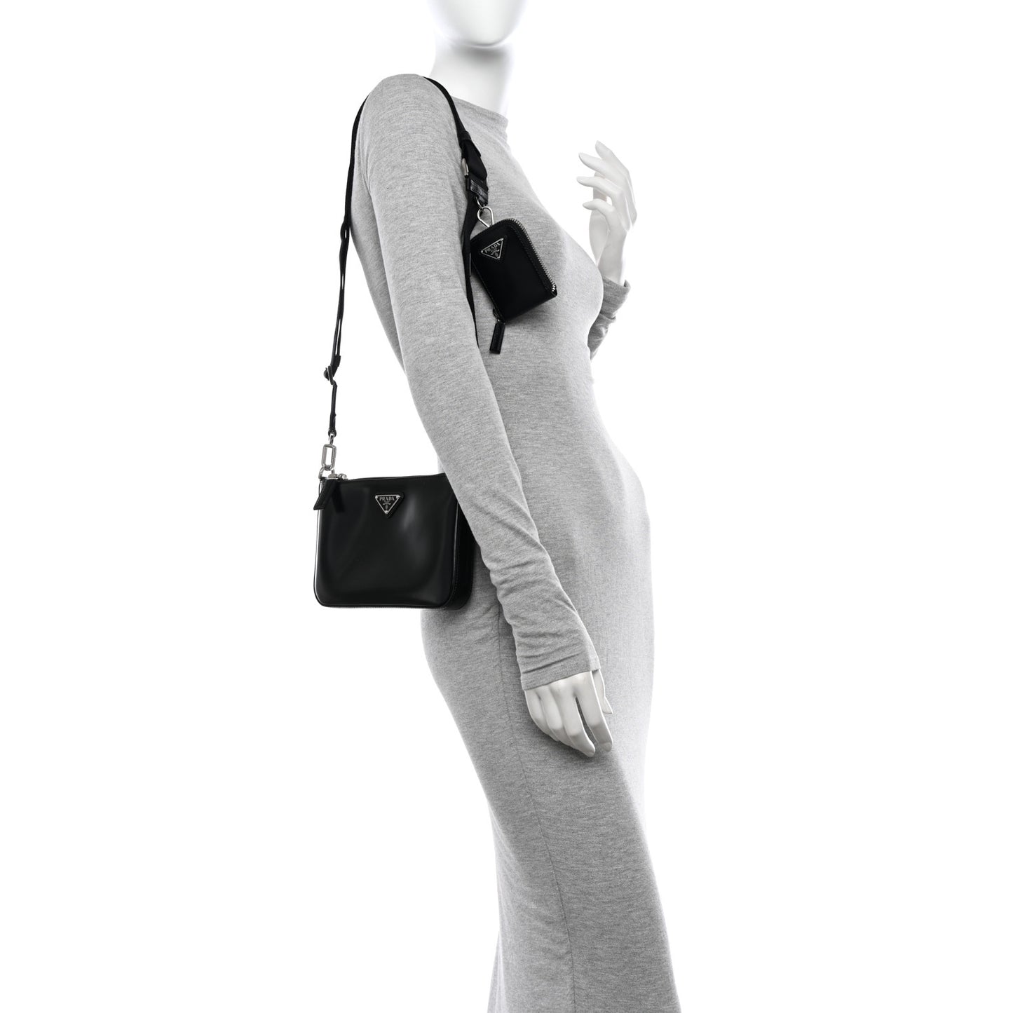 Spazzolato Pocket Pouch Shoulder Bag Black