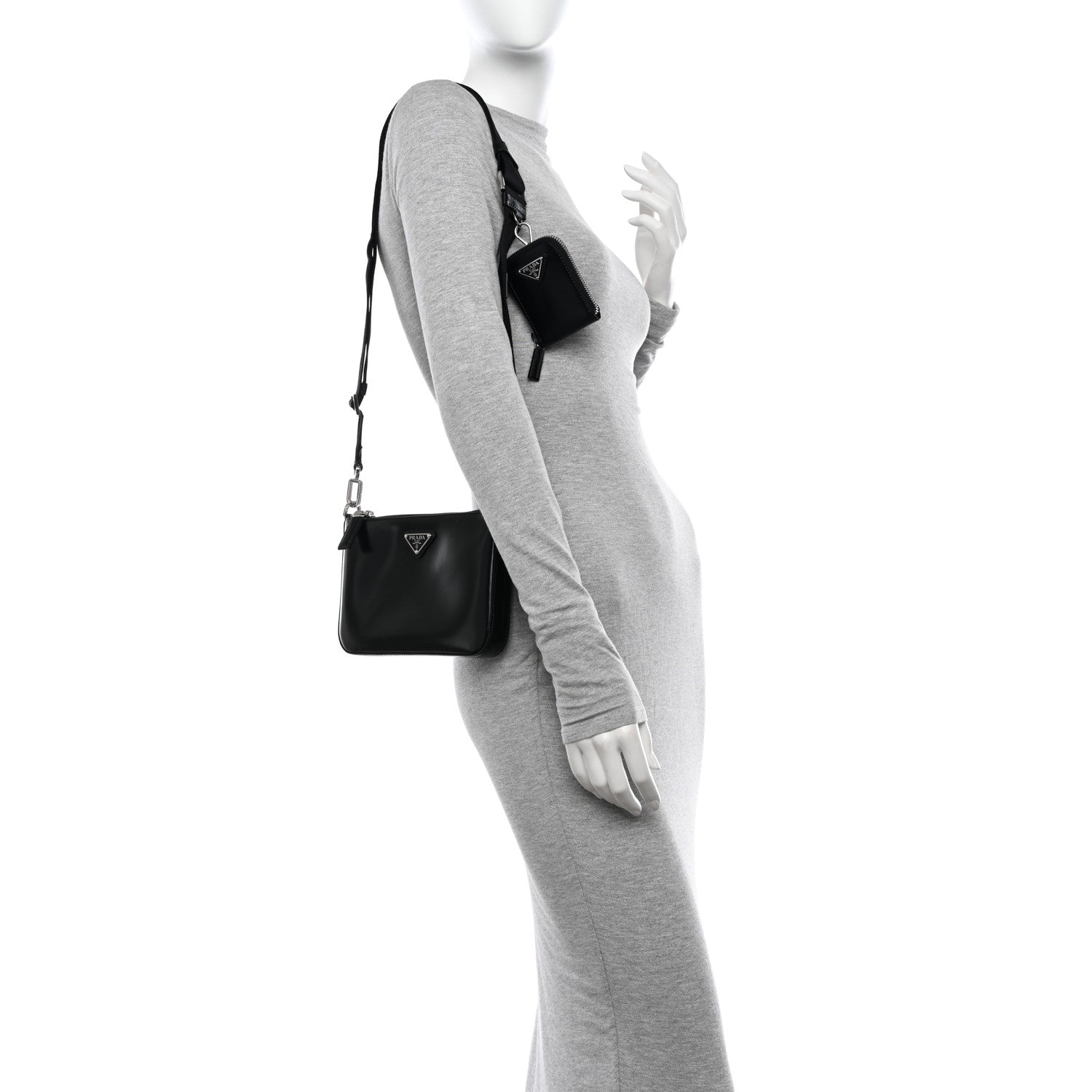 Prada Spazzolato Pocket Pouch Shoulder Bag Black 2 of 10
