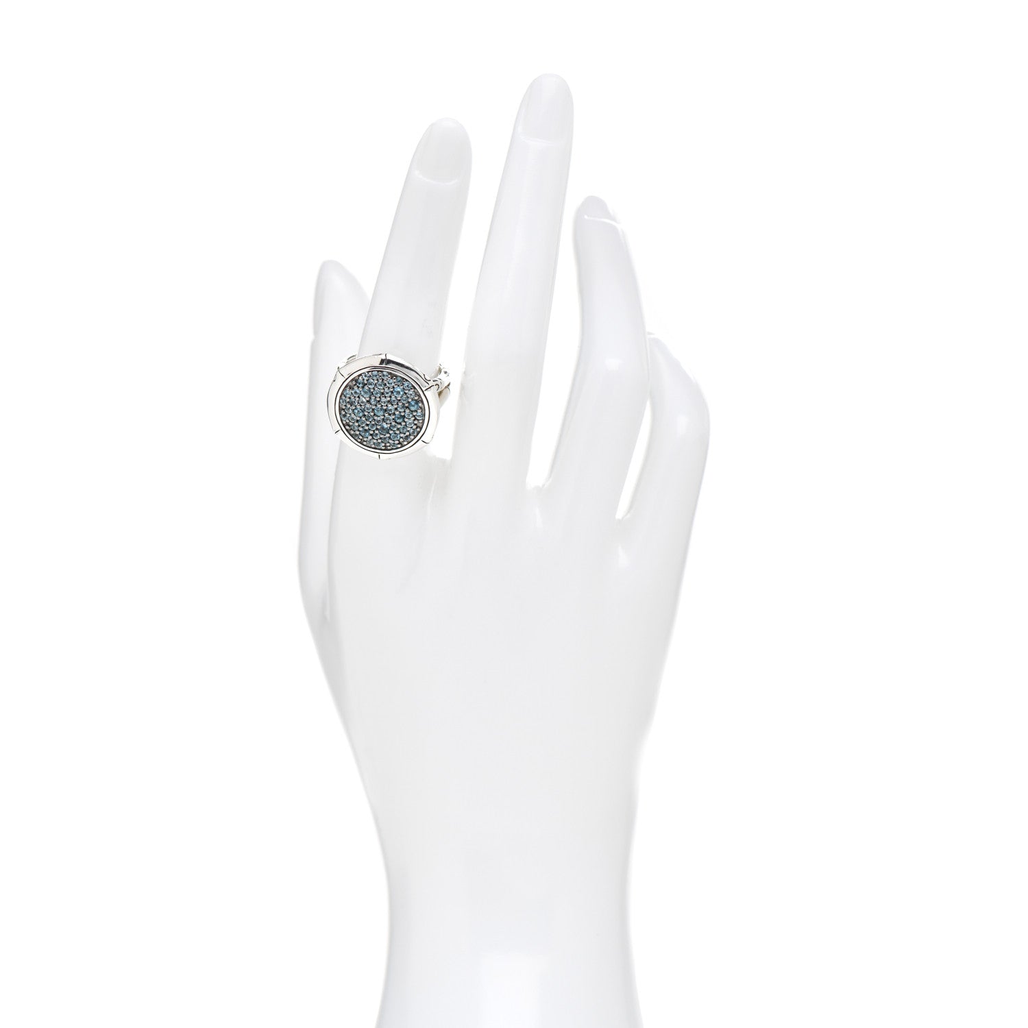 John Hardy Sterling Silver Blue Topaz Bamboo Ring 54 7 2 of 5