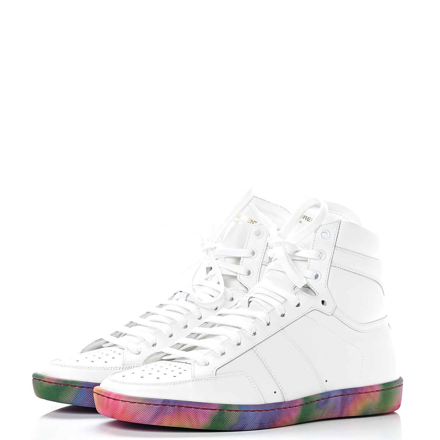 Calfskin Mens Signature Court Classic SL/10H High Top Sneakers 41 Off White Multicolor Tie-Dye