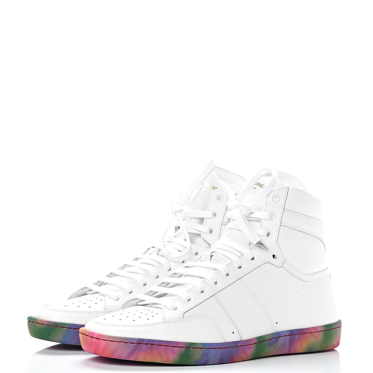 Saint Laurent Calfskin Mens Signature Court Classic SL/10H High Top Sneakers 41 Off White Multicolor Tie-Dye 3 of 26