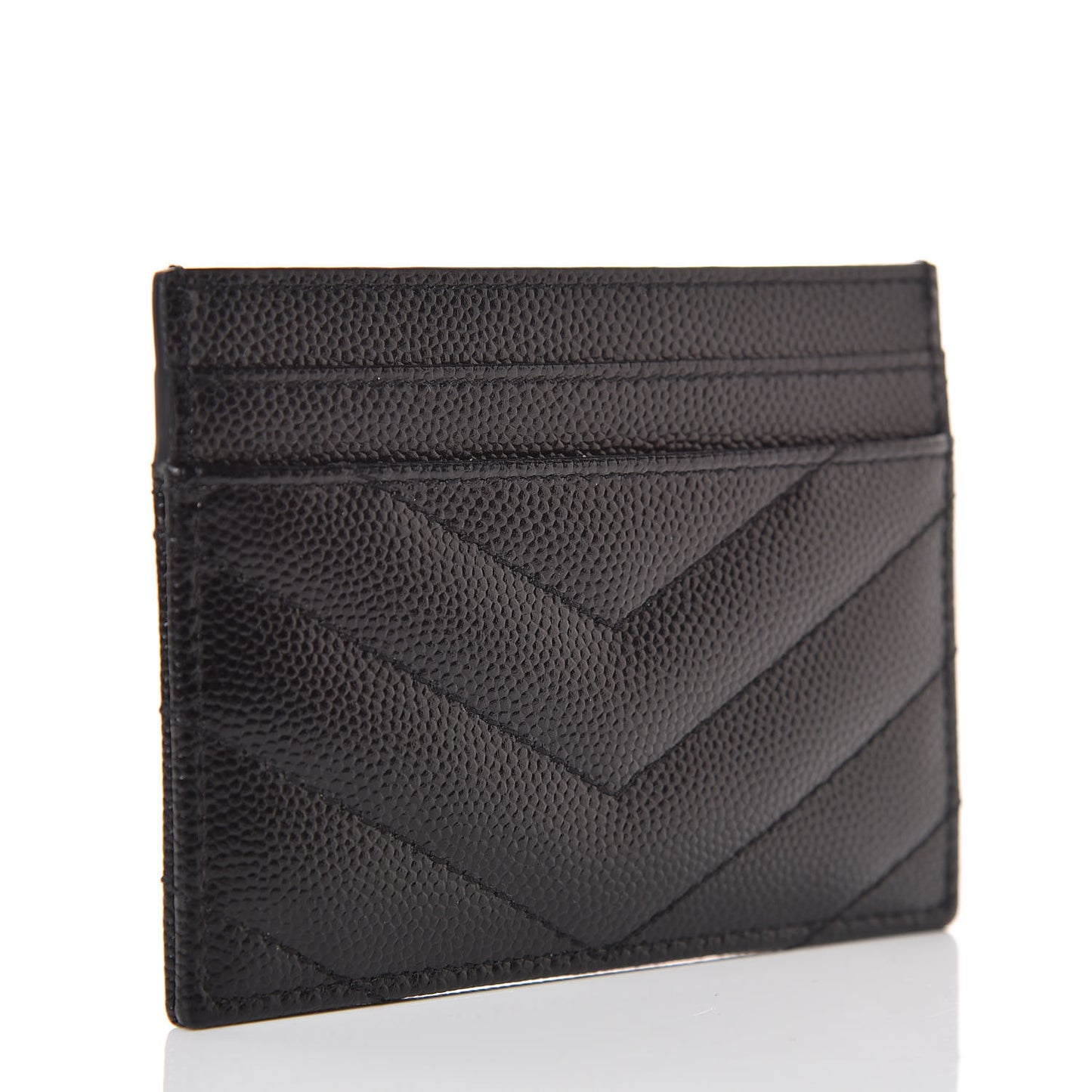 Grain De Poudre Matelasse Chevron Monogram Credit Card Case Black