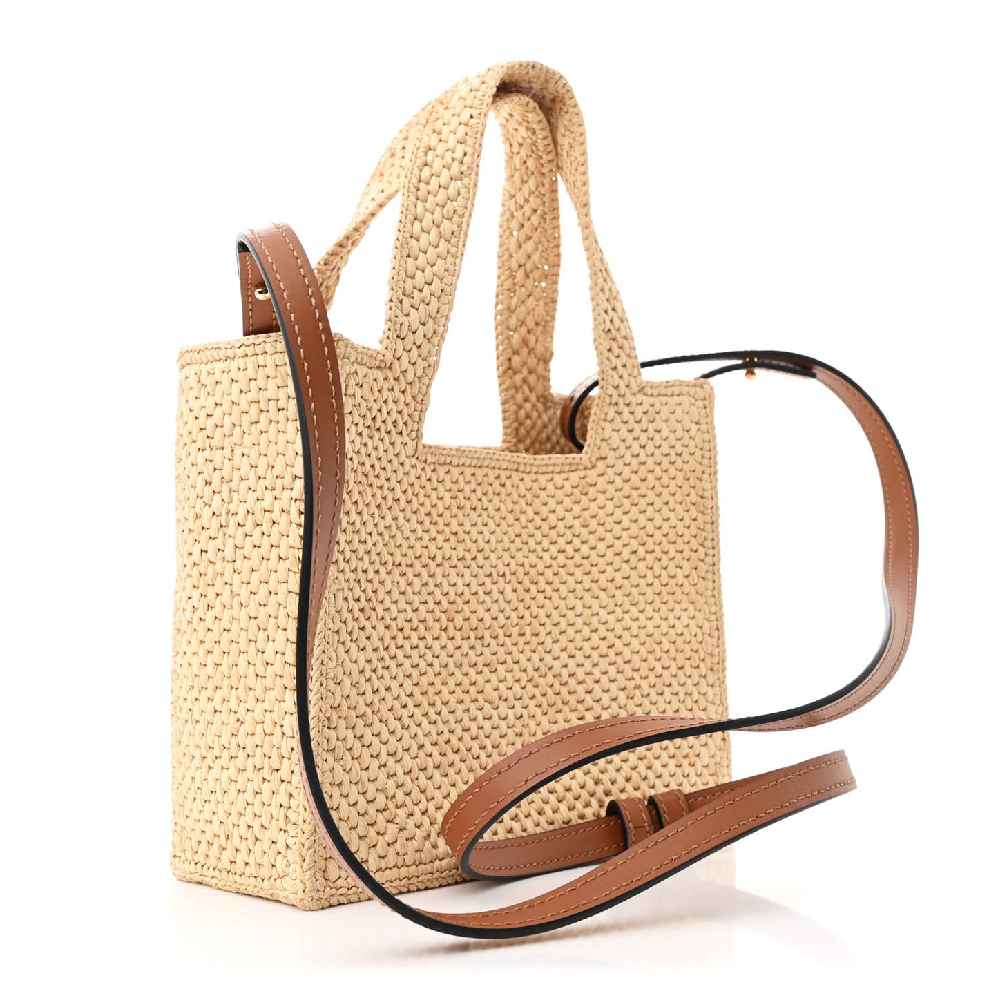 X PAULA'S IBIZA Raffia Font Tote Natural Tan
