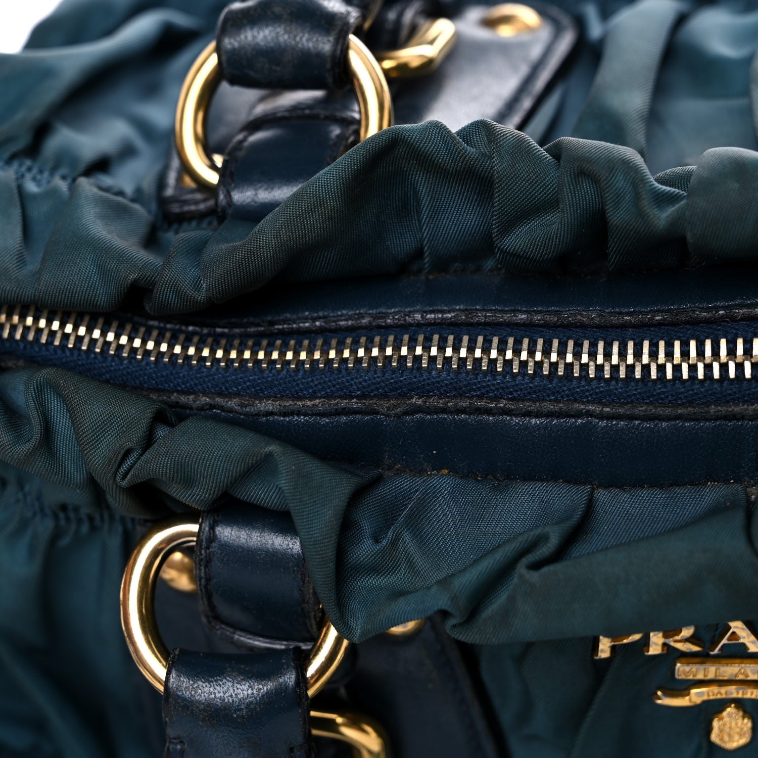 Prada Tessuto Nylon Nappa Gaufre Shopping Satchel Baltico 48 of 49