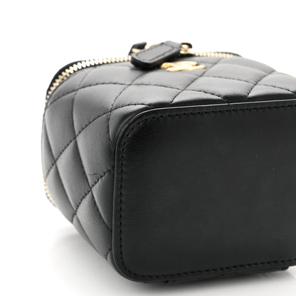 Chanel Lambskin Quilted Mini Pearl Crush Vanity Case With Chain Black 9 of 11