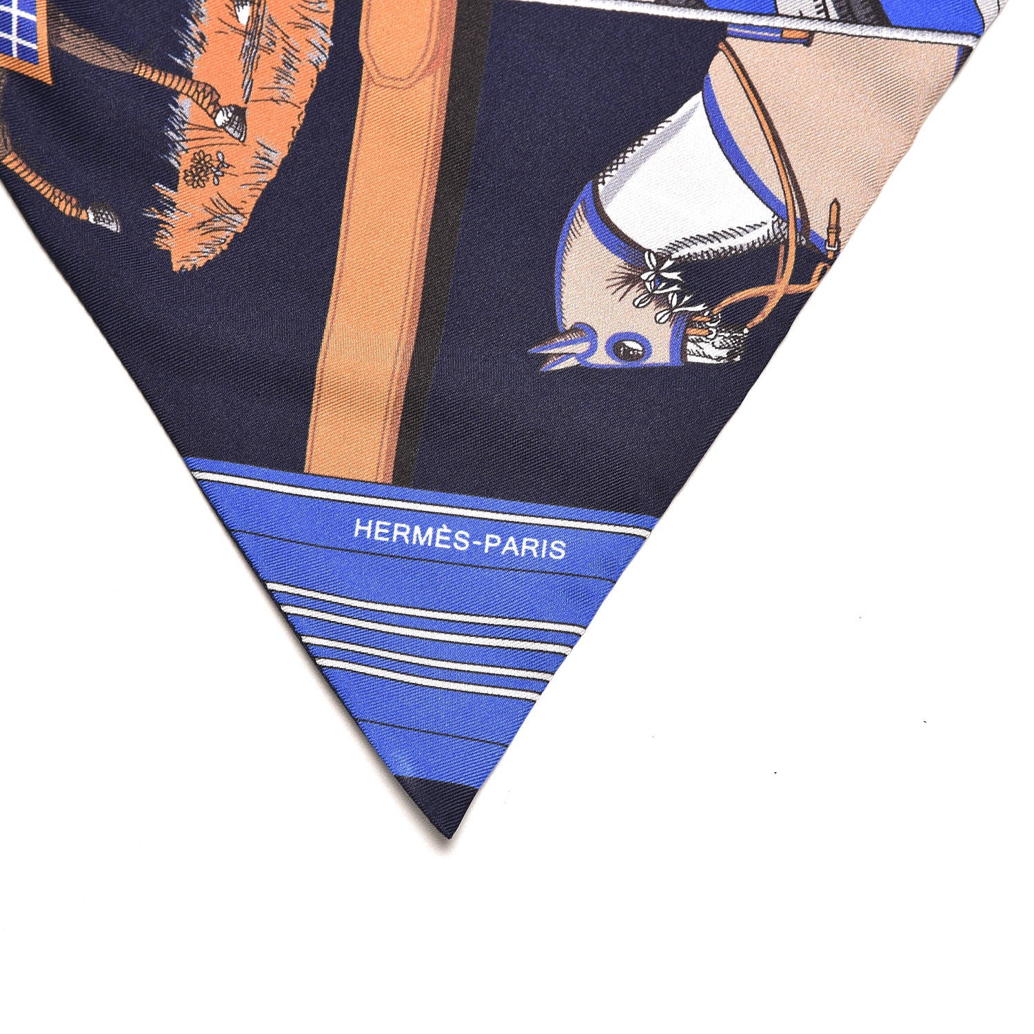 Hermes Silk Carre En Carres Maxi Twilly Marine Klein Brun 5 of 5
