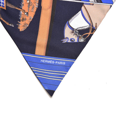 Hermes Silk Carre En Carres Maxi Twilly Marine Klein Brun 5 of 5