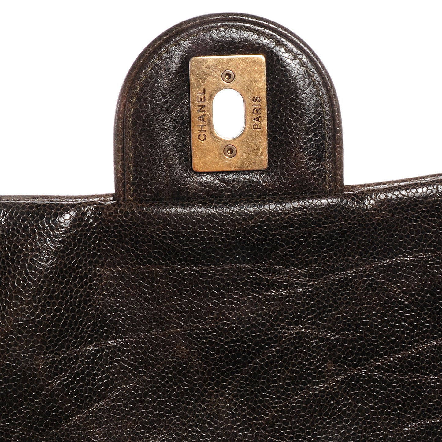 Crumpled Grained Calfskin Maxi Shiva Flap Khaki