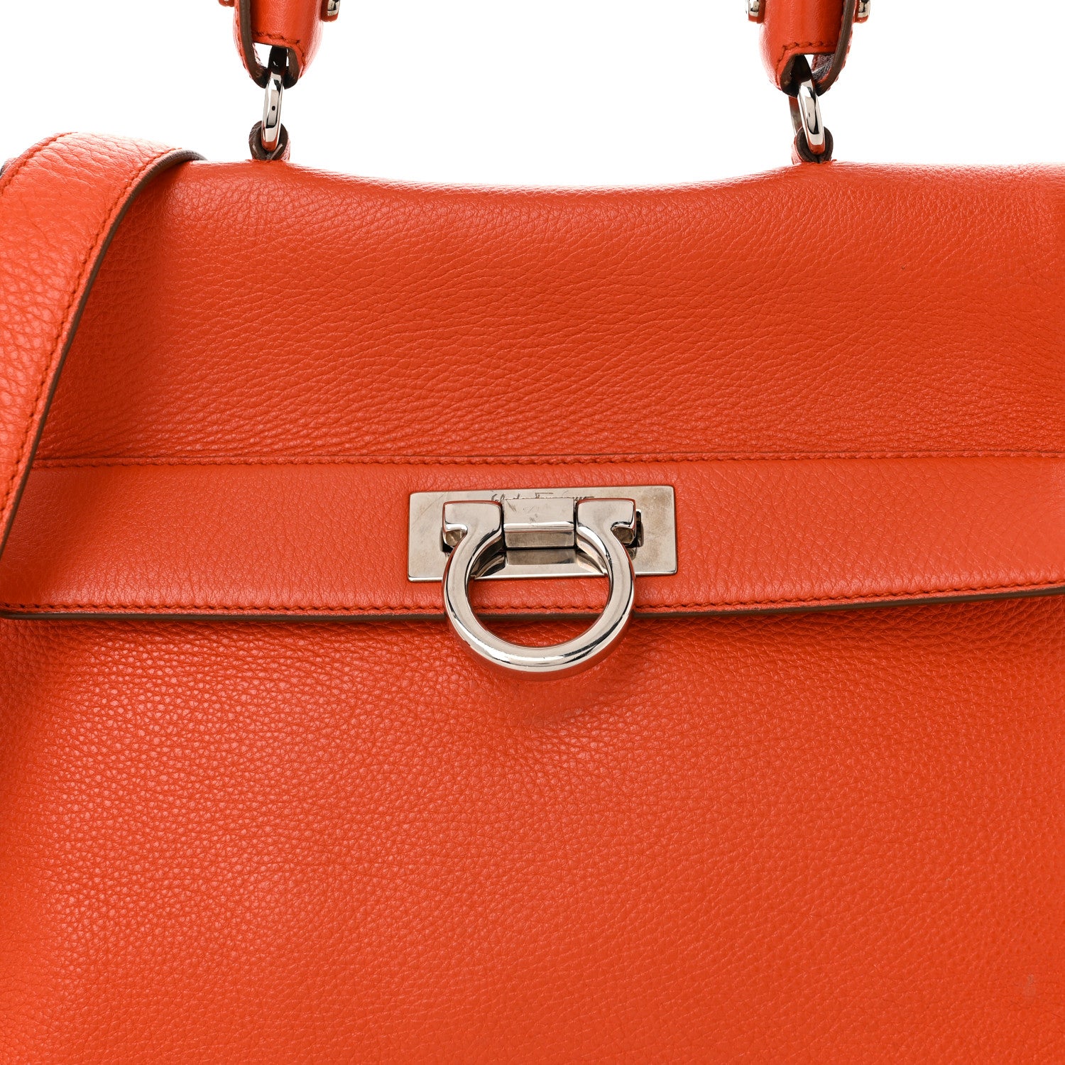 Salvatore Ferragamo Grained Calfskin Large Sofia Satchel Sunset 7 of 9