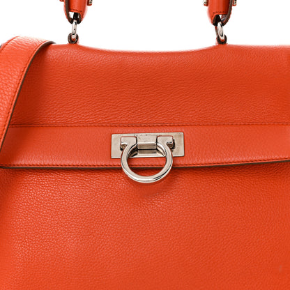 Salvatore Ferragamo Grained Calfskin Large Sofia Satchel Sunset 7 of 9