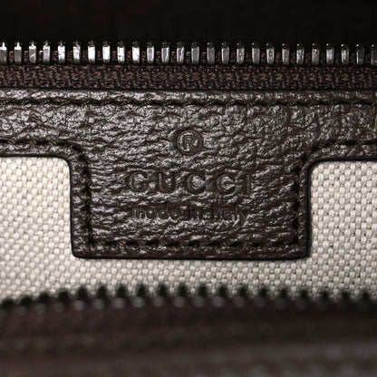 Gucci GG Supreme Monogram Textured Dollar Calfskin Web Medium Savoy Bowling Bag Beige Ebony New Acero 6 of 10