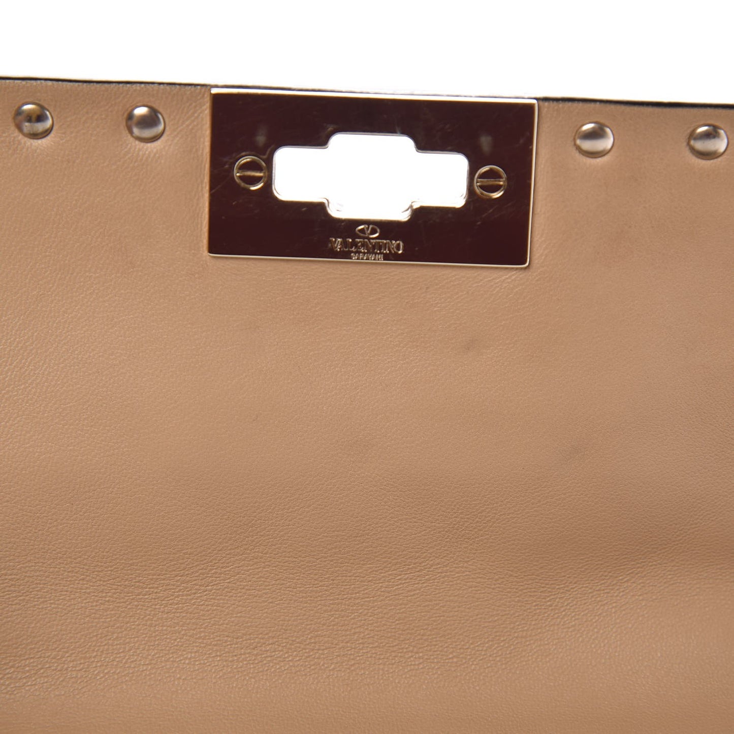 Nappa Medium Rockstud Spike Shoulder Bag Camel Rose