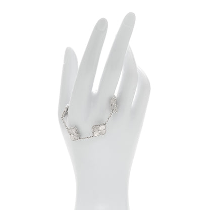 Van Cleef & Arpels 18K White Gold 5 Motifs Guilloche Vintage Alhambra Bracelet 2 of 5