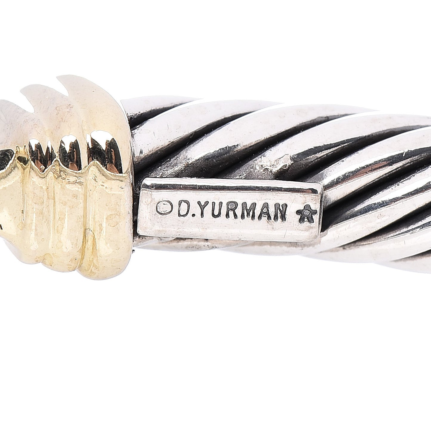 Sterling Silver 14K Yellow Gold 5mm Cable Classic Buckle Bracelet