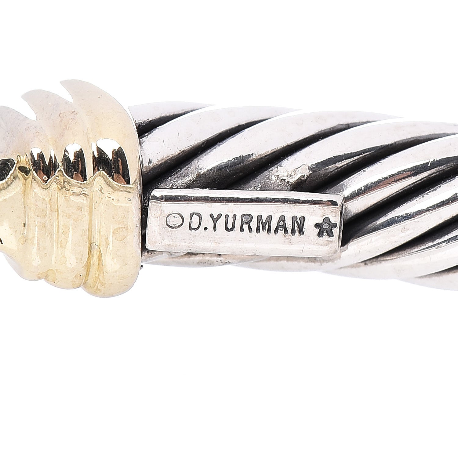 David Yurman Sterling Silver 14K Yellow Gold 5mm Cable Classic Buckle Bracelet 5 of 5
