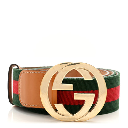 Gucci Calfskin Web Interlocking G Belt 95 38 Green Red 1 of 6