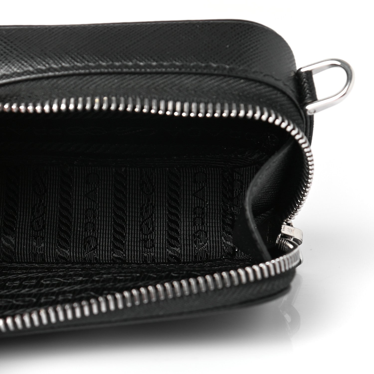 Prada Saffiano Travel Metal Triangle Logo Mini Pouch Shoulder Bag Black 5 of 6