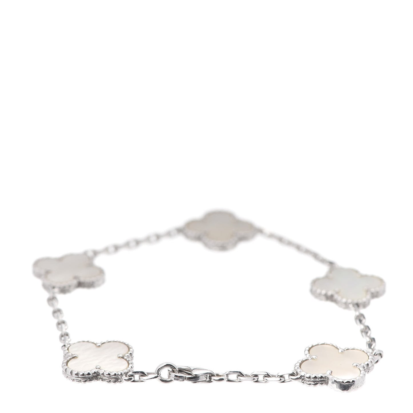 18K White Gold Mother of Pearl 5 Motifs Vintage Alhambra Bracelet