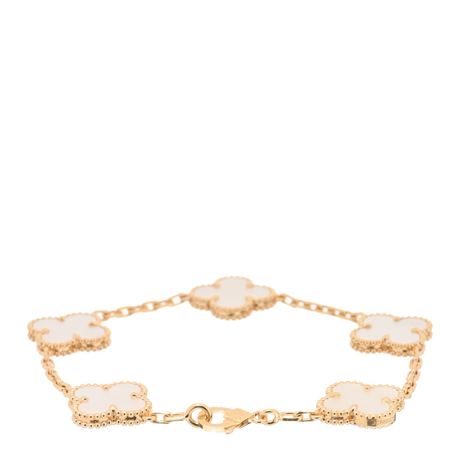 Van Cleef & Arpels 18K Yellow Gold Mother of Pearl 5 Motifs Vintage Alhambra Bracelet 2 of 4
