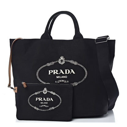 Prada Canapa Logo Bucket Tote Black 1 of 12