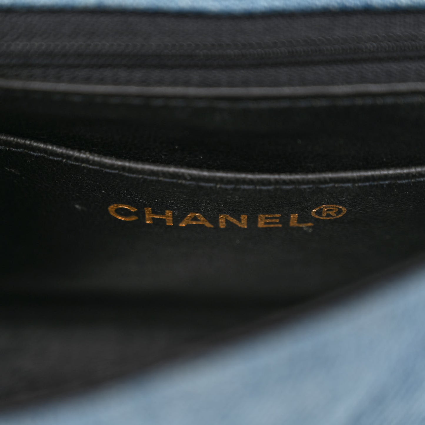 Denim Quilted Mini Square Flap Blue