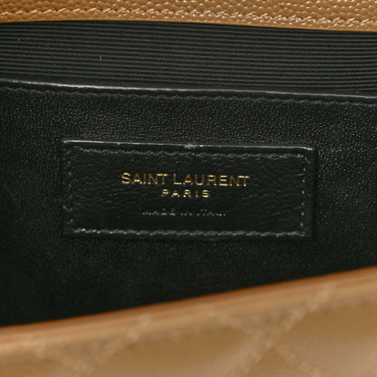 Saint Laurent Grain De Poudre Textured Mixed Matelasse Medium Triquilt Monogram Satchel Dark Latte 7 of 10