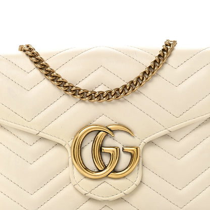 Gucci Calfskin Matelasse GG Marmont Chain Wallet Mystic White 8 of 11