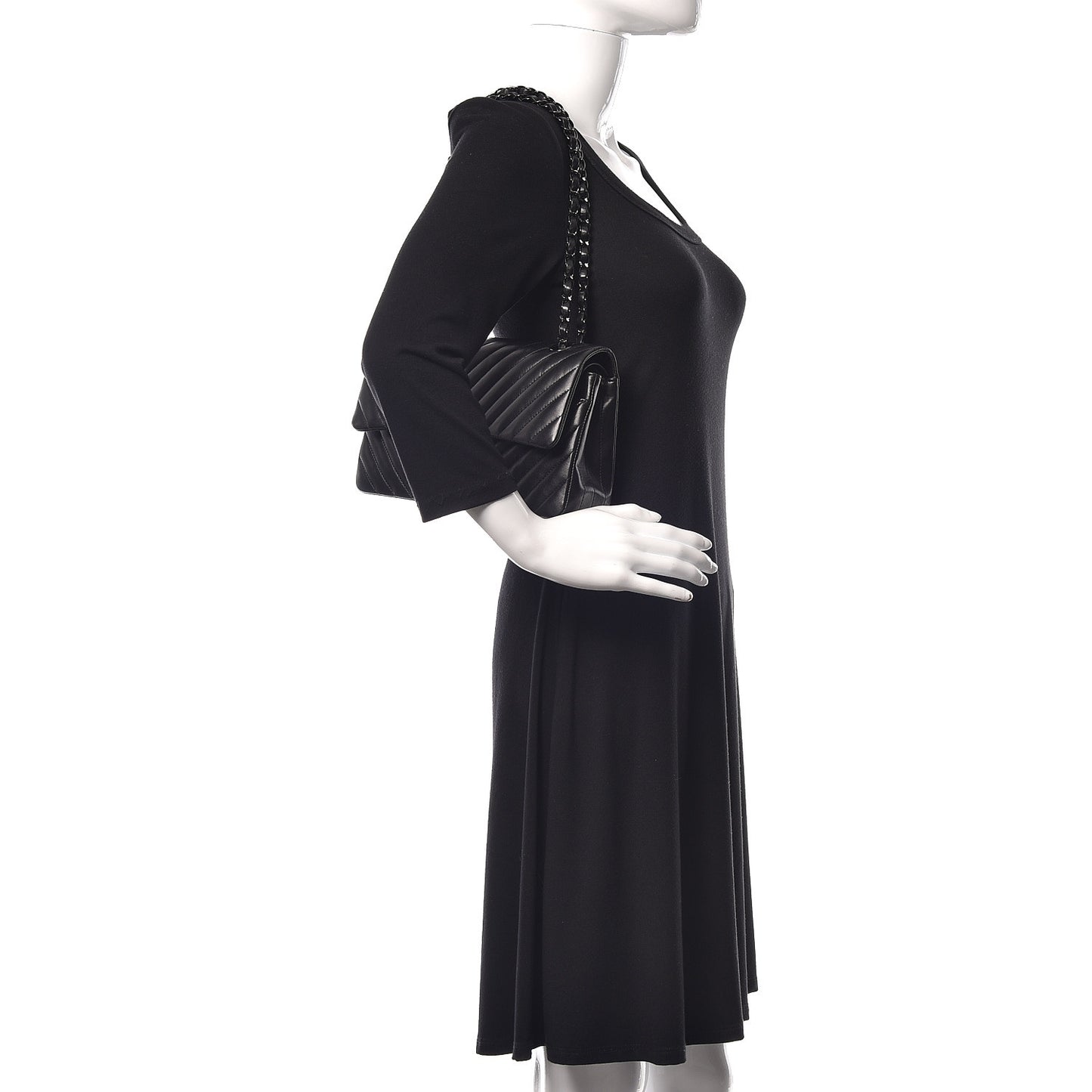 Lambskin Chevron Quilted Medium Double Flap So Black