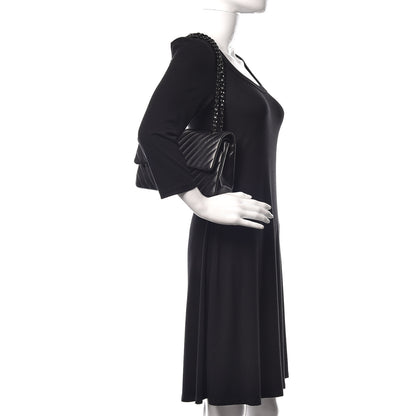 Chanel Lambskin Chevron Quilted Medium Double Flap So Black 2 of 11